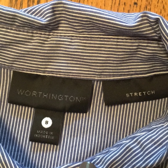 EUC Worthington blue and white pinstripe blouse - Picture 2 of 13